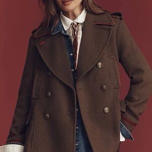 Anthropologie Brown Pea Coat